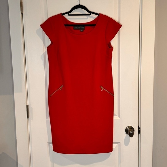 Covington Red cap sleeve midi dress size 14 - Picture 5 of 10